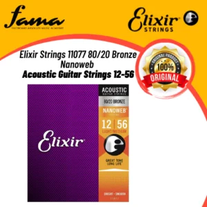 elixir strings 11077 80/20 bronze nanoweb acoustic guitar strings 12 56 (elixir 11077)