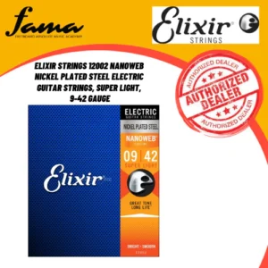 elixir strings 12002 nanoweb nickel plated steel electric guitar strings, super light, 9 42 gauge