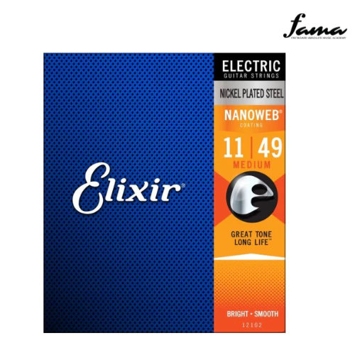 elixir strings 12102 nanoweb nickel plated steel electric guitar strings, medium, 11 49 gauge