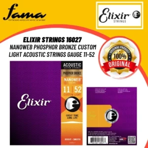 elixir strings 16027 nanoweb phosphor bronze custom light acoustic strings gauge 11 52 (elixir 16027)
