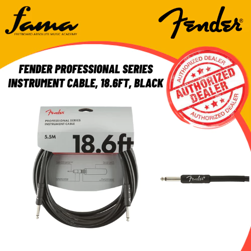 fender professional series instrument cable, 18.6ft, black