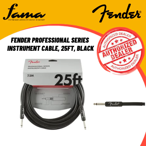 fender professional series instrument cable, 25ft, black
