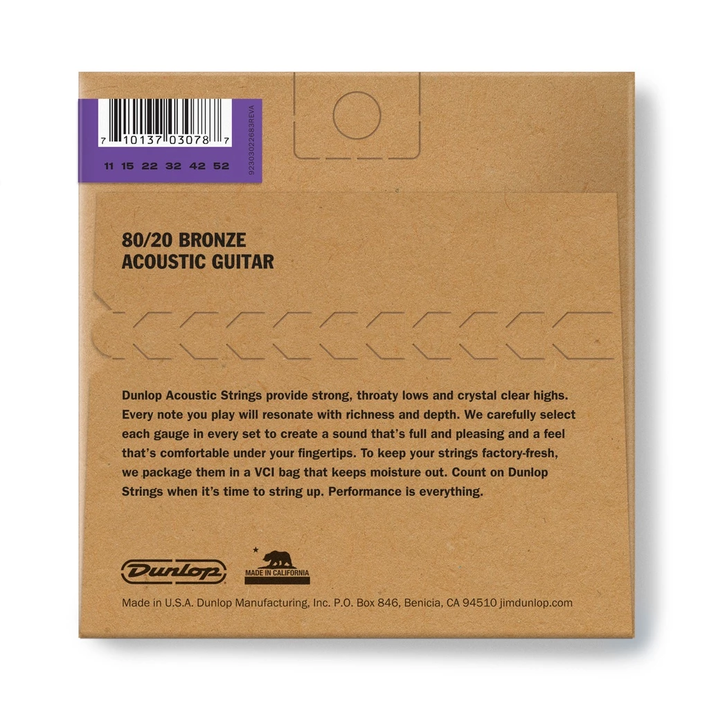 jim dunlop dab1048 acoustic guitar strings set, brass extra light (dab 010 048)