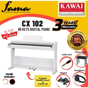 kawai cx102 88 key digital piano embossed black, white