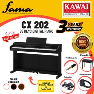 kawai cx202 88 key digital piano – premium satin black, premium satin rosewood, premium satin white