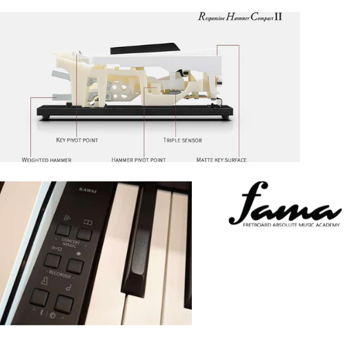 kawai cx202 88 key digital piano – premium satin black, premium satin rosewood, premium satin white 2