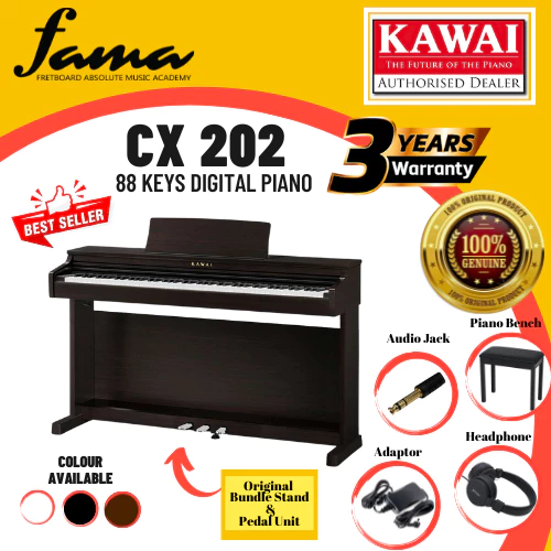kawai cx202 88 key digital piano – premium satin black, premium satin rosewood, premium satin white rosewood