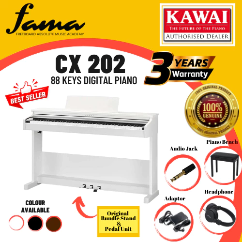 kawai cx202 88 key digital piano – premium satin black, premium satin rosewood, premium satin white white