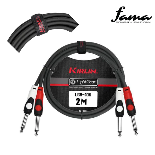 kirlin lga 406 2 meter dual 1/4 inch mono plug lightgear audio patch interconnect cable black