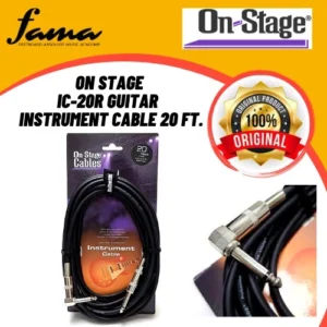 on stage ic 20r guitar instrument cable 20 ft. (straight qtr right angle qtr)