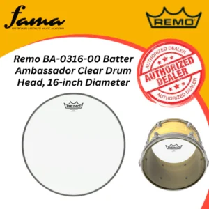 remo ba 0316 00 batter ambassador clear drum head, 16 inch diameter drum skin drum head kulit drum