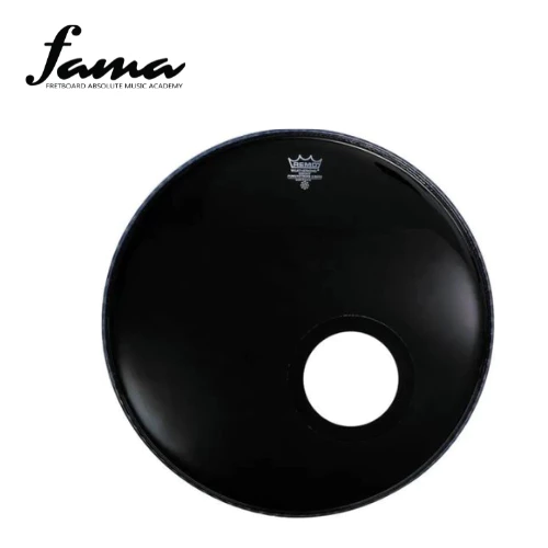 remo en 1022 es bass drumhead with sound hole, 22 inch diameter drum skin kulit drum