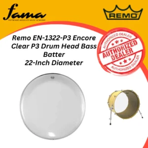 remo en 1322 p3 encore clear p3 drum head bass batter, 22 inch diameter drum skin kulit drum