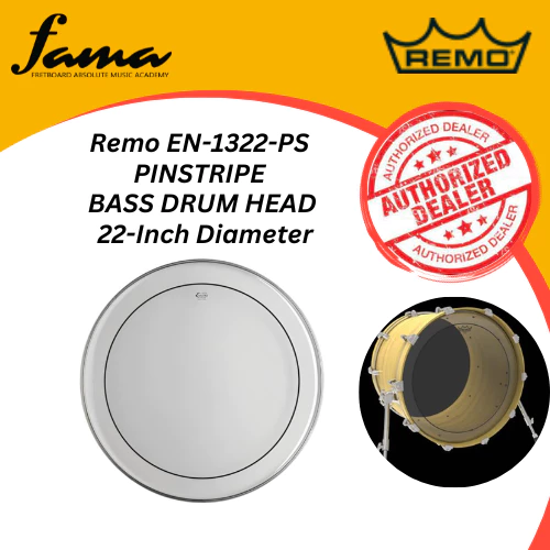 remo en 1322 ps pinstripe bass drum head, 22 inch diameter drum skin kulit drum