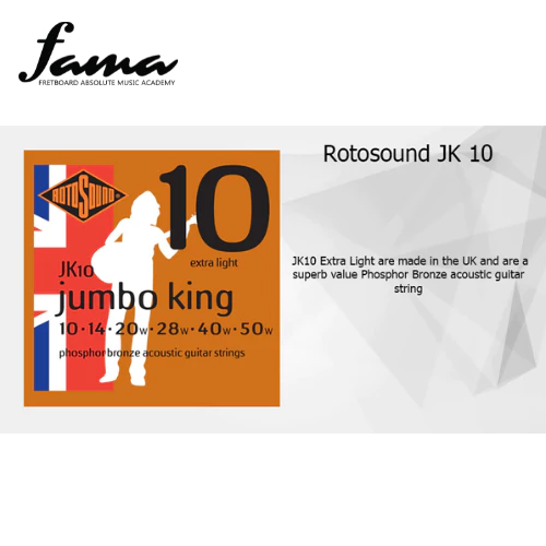 rotosound jumbo king phosphor bronze acoustic guitar strings set jk10 2