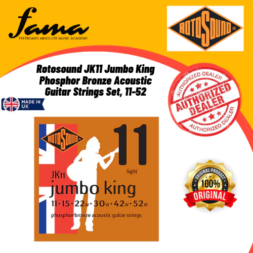rotosound jumbo king phosphor bronze acoustic guitar strings set jk11