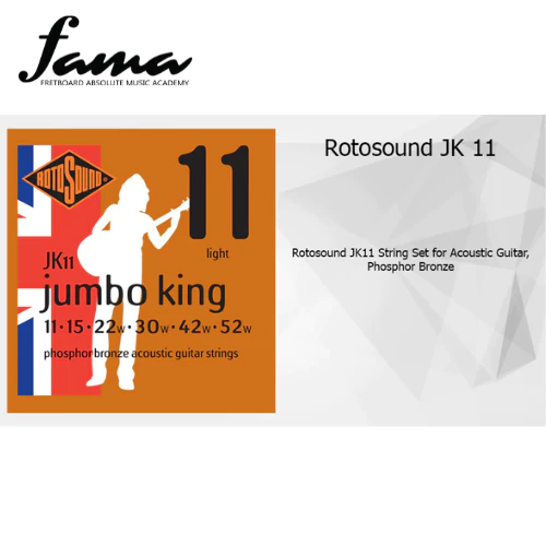rotosound jumbo king phosphor bronze acoustic guitar strings set jk11 2