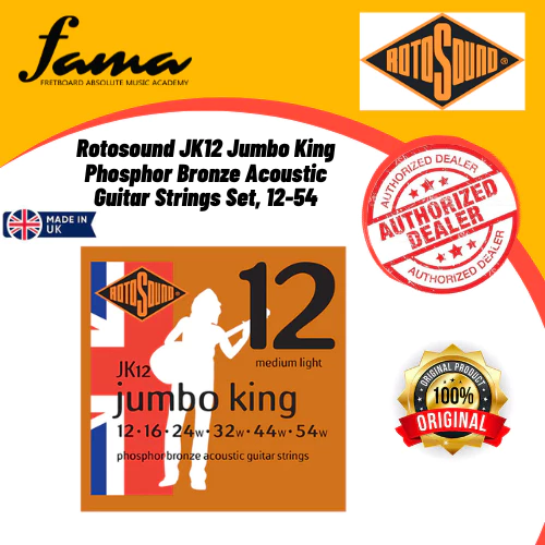 rotosound jumbo king phosphor bronze acoustic guitar strings set jk12
