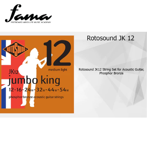 rotosound jumbo king phosphor bronze acoustic guitar strings set jk12 2