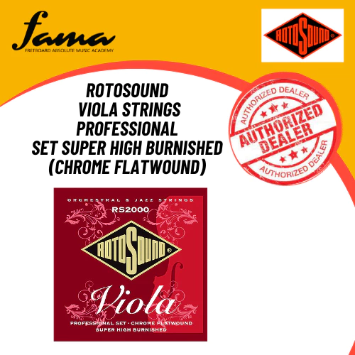 rotosound rs2000 viola strings professional set super high burnished (chrome flatwound)