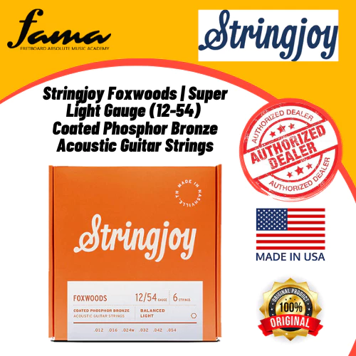 stringjoy foxwoods | light gauge (12 54) coated phosphor bronze acoustic guitar strings