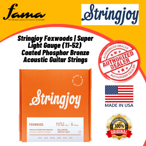 stringjoy foxwoods | light gauge (12 54) coated phosphor bronze acoustic guitar strings