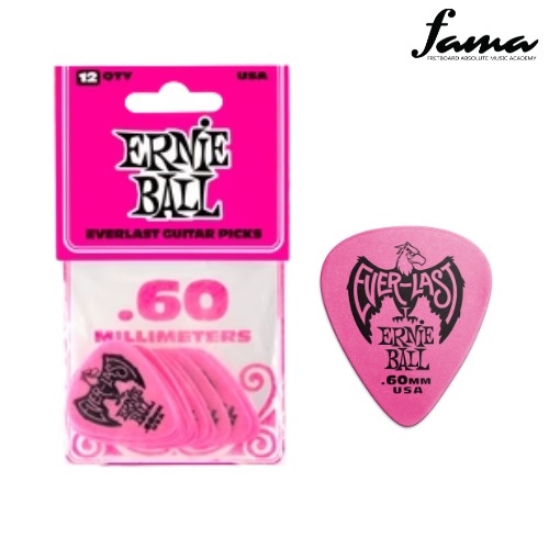 ernie ball .60 mm pink everlast picks 12 pack pick electric guitar