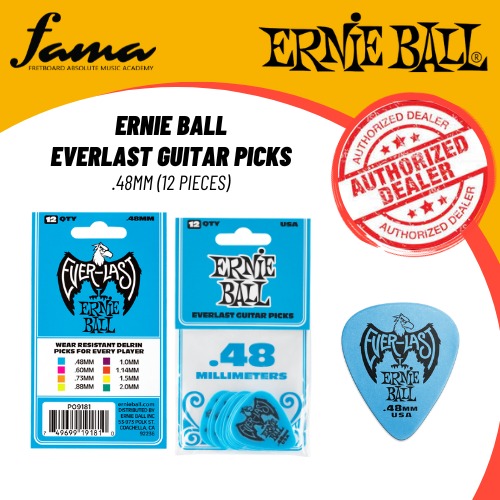 ernie ball .48 mm blue everlast picks 12 pack pick electric guitar