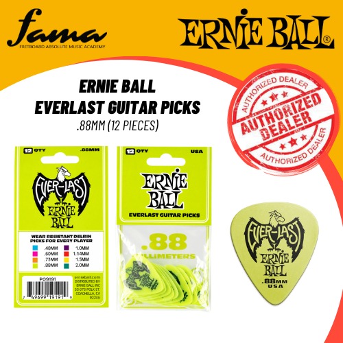 ernie ball .88 mm green everlast picks 12 pack pick electric guitar