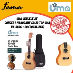 uma ukulele 23' concert mahogany solid top uma uk 06sc + eq (equalizer)