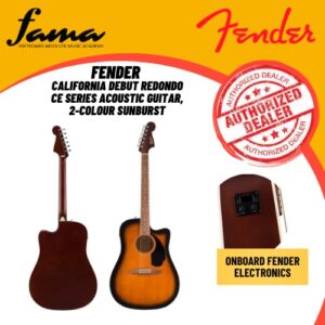 fender california debut redondo ce series acoustic guitar, 2 colour sunburst with pickup eq
