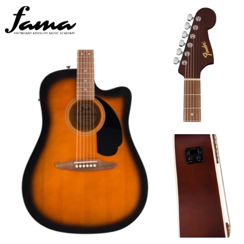 fender california debut redondo ce series acoustic guitar, 2 colour sunburst with pickup eq