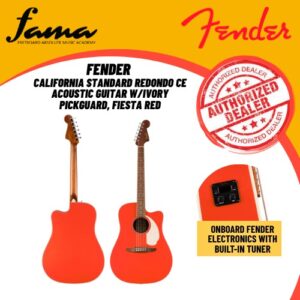 fender california standard redondo ce acoustic guitar w/ivory pickguard, fiesta red with pickup eq