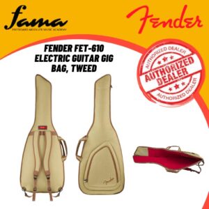 fender fet 610 electric guitar gig bag, tweed