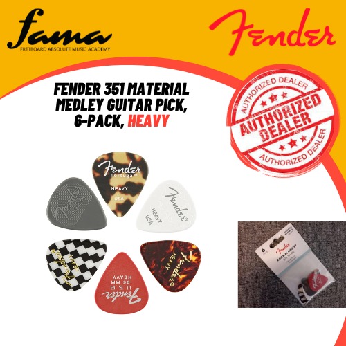 fender 351 material medley guitar pick, 6 pack, heavy fender 351 material medley guitar pick, 6 pack, heavy
