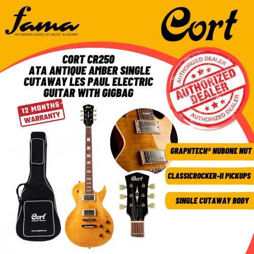 cort cr250 ata antique amber single cutaway les paul electric guitar with gigbag cort cr250 ata antique amber single cutaway les paul electric guitar with gigbag