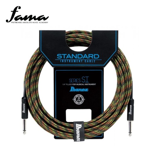 ibanez si10 cgr woven guitar cable, 2 straight plugs, camouflage green, 10ft ibanez si10 cgr woven guitar cable, 2 straight plugs, camouflage green, 10ft