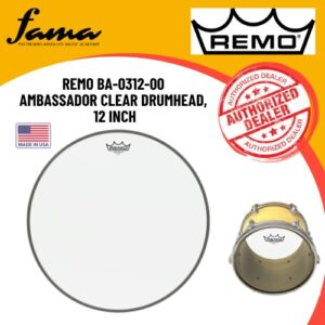 remo ba 0312 00 ambassador clear drumhead, 12 inch