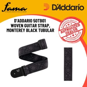 d’addario 50tb01 woven guitar strap, monterey black tubular