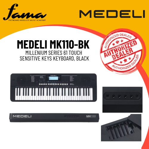 medeli mk110 bk millenium series 61 touch sensitive keys keyboard, black medeli mk110 bk millenium series 61 touch sensitive keys keyboard, black