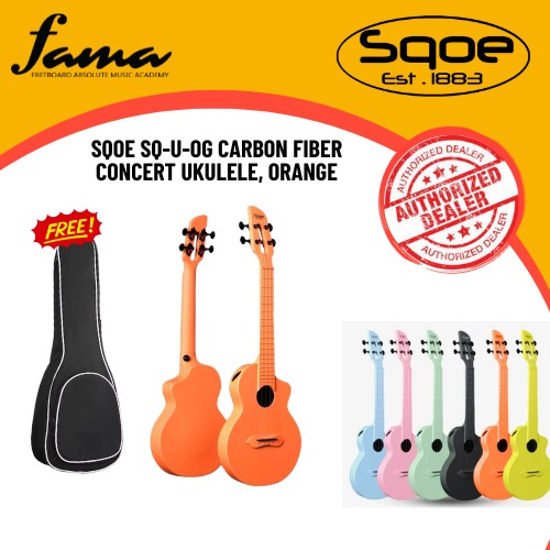 sqoe sq u og carbon fiber concert ukulele, orange