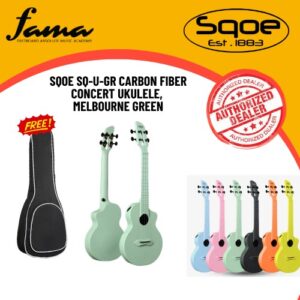 sqoe sq u gr carbon fiber concert ukulele, melbourne green