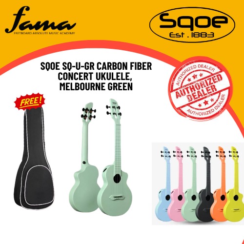 sqoe sq u gr carbon fiber concert ukulele, melbourne green