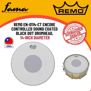 remo en 0114 ct encore controlled sound coated black dot drumhead, 14 inch diameter