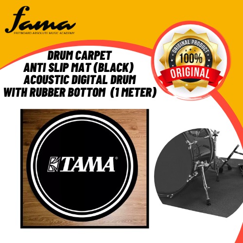 tama zildjian drum carpet round rug for acoustic digital drum with rubber bottom anti slip mat (black)
