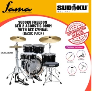 sudoku freedom g2 acoustic drum full size acoustic drum set adult rock drum with cymbals, stool, hardware, drumsticks
