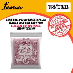 ernie ball p02409 ernesto palla black & gold ball end nylon classical guitar strings, medium tension