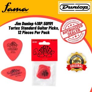 jim dunlop 418p050 tortex standard guitar picks, 418p.50mm 0.50mm red 12 pieces per pack