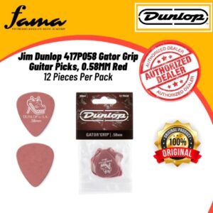 jim dunlop 417p058 gator grip guitar picks, 0.58mm red 12 pieces per pack