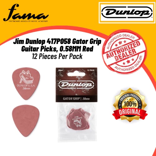 jim dunlop 417p058 gator grip guitar picks, 0.58mm red 12 pieces per pack jim dunlop 417p058 gator grip guitar picks, 0.58mm red 12 pieces per pack